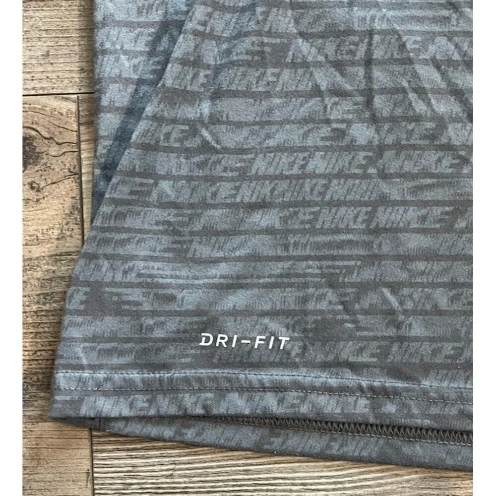 The Nike Tee Mens Large Grey Black Dri-Fit Crew Neck Light Weight Running Gym